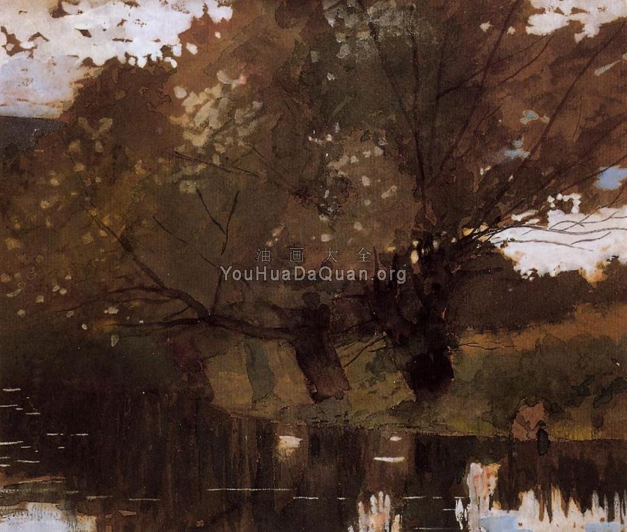 Pond and Willows, Houghton Farm - 温斯洛·荷默